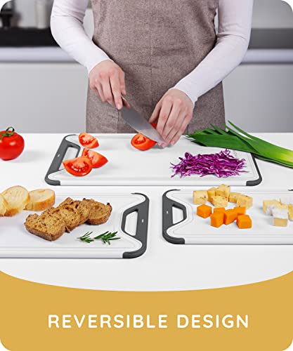 Cutting Boards For Kitchen - Plastic Cutting Board Set Of 3, Dishwasher Safe Cutting Boards With Juice Grooves, Thick Chopping Boards For Meat, Veggies, Fruits, Easy Grip Handle, Non-Slip (Black) #TOP7
