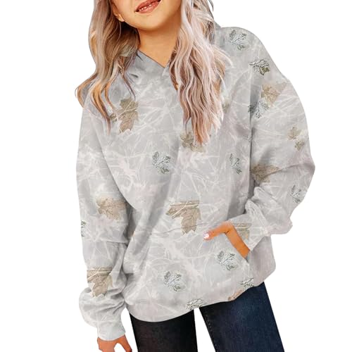 Sudadera con capucha para niñas y niñas ligera cómoda sudaderas de manga larga otoño suave casual Hoodie color sólido elegante invierno suéter Streetwear niña con bolsillos Jersey Y2k, Ligero Ceniza
