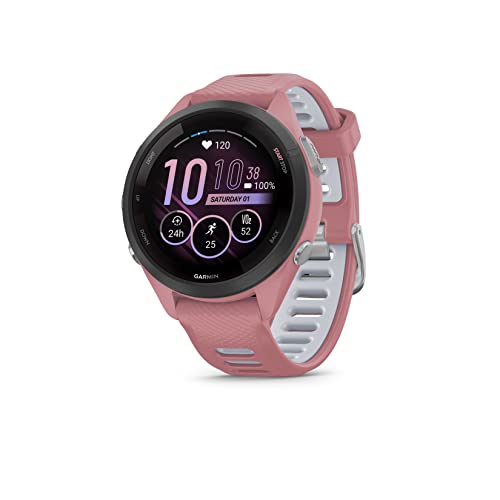 Image of Garmin Forerunner 265S Music GPS Running Smartwatch,Amoled Touchscreen, Battery Upto 15 Days, HRV Status & Advanced Sleep Monitoring, SPO2,Morning Report, Track Running, Cross Training with Pink Band