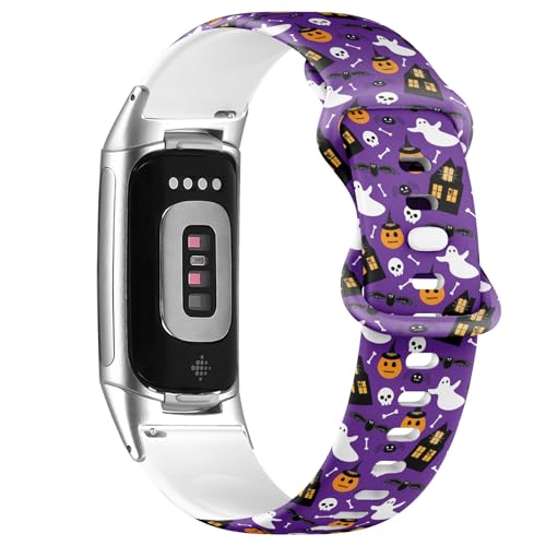 Bracelet silicone Fitbit Charge 6 souple et résistant motif Halloween