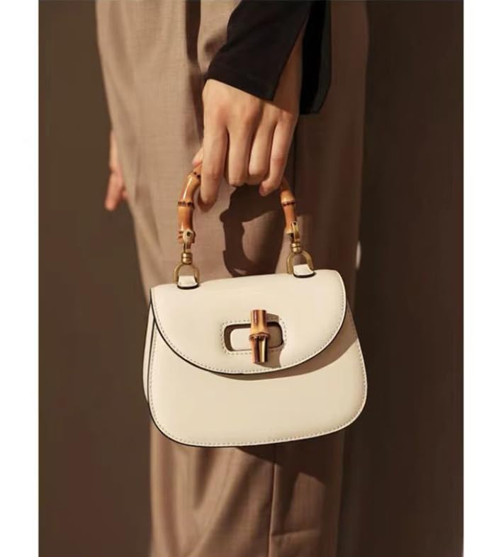 High-end Slub Saddle Handbag Shoulder Bag Crossbody Bag-Creamy-White in Stock Issued3