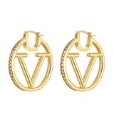 18K Gold Luxury Letter Earrings for Women and Sisters | Valentines, Birthday Gifts,...
