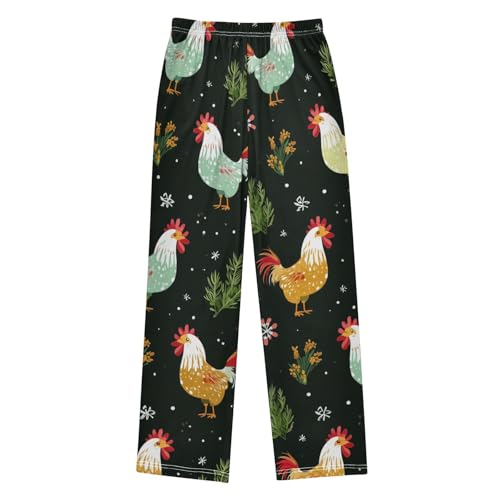 ZZXXB Rooster Pine Branch Boys Long Pants Soft Trousers Elastic Waist Kids Lounge Bottoms with Pockets S-XL2