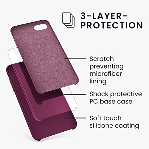 Image of VONZEE Liquid Silicone Soft Back Cover for iPhone 7 Case, Shockproof Slim Camera & Full Body Protection Non Yellowing Cover with Microfiber Lining & Logo Cut (4.7 Inch) -Wine Red