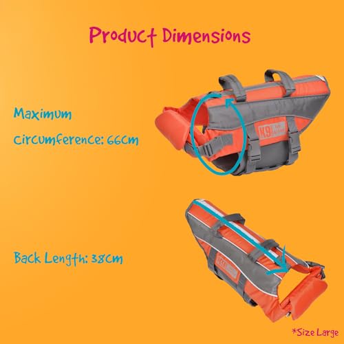 K9 Pursuits High Visibility Easy Grab Float Coat Life Jacket, Large c,Orange - Image 6