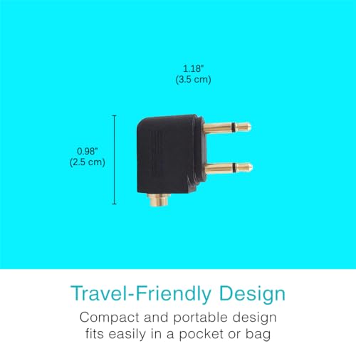 Image of MEE Audio Airplane Headphone Adapter for in-Flight Entertainment Systems - Dual 3.5mm Male to 3.5mm Female - Works with Headphones, Headsets, and Bluetooth Adapters (2 Pack), Black