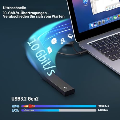 Xiaobi M.2 NVMe SSD Gehäuse, NVME Gehäuse USB 3.2 Gen 2 10 Gbps für NVMe PCIe M-Key/M+B Key M.2 NVMe USB Adapter in 2230/ 2242/ 2260/ 2280 Unterstützt UASP und Trim