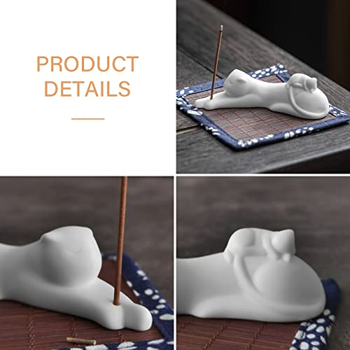Essen Life Incense Holder Handmade Ceramic Incense Burner With 30 Sandalwood Insence-Stick Holder With Bamboo Mat, Cute Lazy Cat Decor Incense Holder For Sticks For Aromatherapy/Yoga/Meditation/Home #TOP4