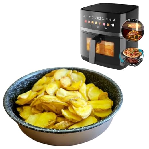 Bandeja para freidora de aire para horno – Sartén de aluminio antiadherente redonda – Efecto piedra – Resistente hasta 220° – Fabricado en Italia – Redondo (20 cm)