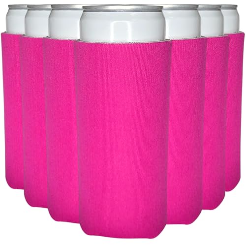 TahoeBay Blank Beer Can Cooler Sleeves (8-Pack) Bulk Sublimation Blanks for Vinyl Plain Soft Foam Can Sleeves Coolers for Soda Cans & Bottles Black, White, Solid Color (Raspberry, Slim 12oz)