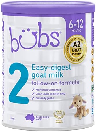 Bubs Goat Milk Follow On Formula Stage 2, Babies 6-12 months, Made with Fresh Goat Milk, 28.2 oz