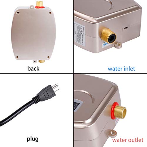 Mini Electric Tankless Water Heater - 110V Small Instant Hot Water Heater,Under Sink Plug In Water Heaters On Demand With Lcd Digital Display For Kitchen Sink Faucet(Gold) #TOP5