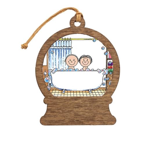PrintedPerfection.com Personalized Tub Time, Couple Only Wooden Snow Globe Shaped Christmas Ornament