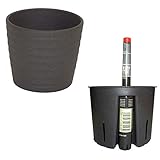 Set3 3 teilig für Hydrokultur Blumentopf Keramik Maui 13/12 anthrazit Ø 16 cm H 13,5 cm + Kulturtopf + Wasserstandsanzeiger