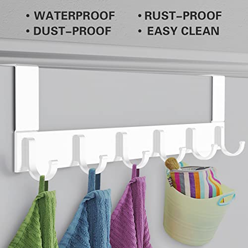 Anjuer Robust Door Hook for Coat Towel, Bathrobe, 6 Brushed Aluminum Hooks (White), white 6 hooks - Image 3