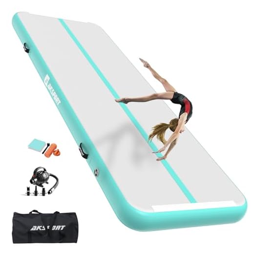 Gymnastics Air Mat Tumble Track Tumbling Mat Inflatable Floor Mats With Electric Air Pump for Home Use/Tumble/Gym/Training/Cheerleading/Parkour/Beach/Park/Water 3.3/10/13.12/16.4/20/23-39ft (mint green, 9.84)
