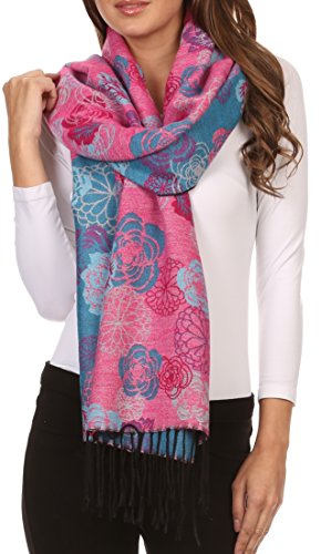 Sakkas Ontario double layer floral Pashmina/Shawl/Wrap/Stole with fringe4