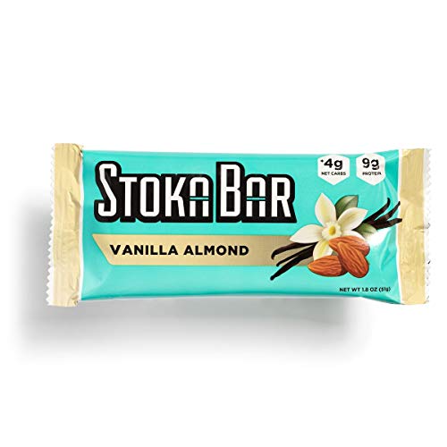 Stoka Bars- Vanilla Almond | All Natural- Low Carb Energy Bar | 4g Net Carbs | 9g Protein | Keto Friendly | Packaging May Vary | Low Carb| High Protein |8 Count