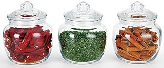 Home & Style 3 Piece Glass Canister Set Airtight Seal 20oz Petite Sizes
