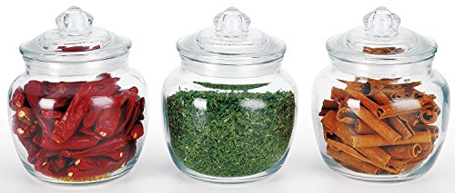 Home & Style 3 Piece Glass Canister Set Airtight Seal 20oz Petite Sizes