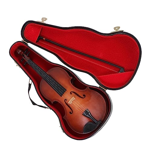 Cabilock 1 Juego Adorno de Violín Miniatura Decorativo de Violín de Decoración de Escritorio y Fotografía Incluye Soporte y Estuche