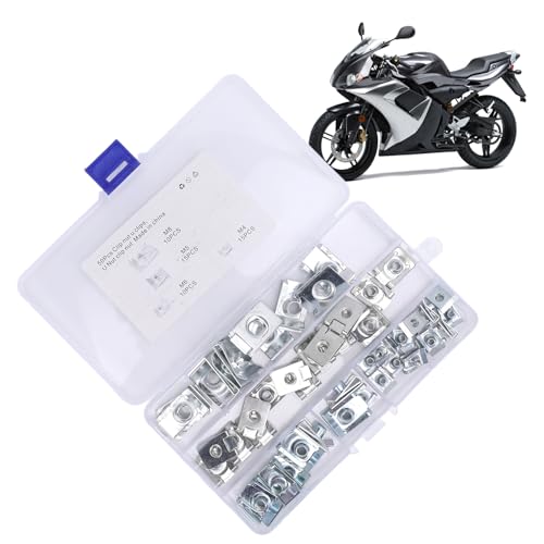 CHEOTIME 50PCS Auto Car U Clip, zestaw nakrętek U Clip Nut Kit 65 Mangan M4 M5 M6 M8 Zestaw nakrętek w kształcie litery U do samochodu, motocykla, deski rozdzielczej, drzwi,