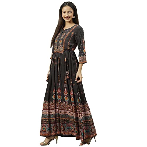 Image of BIBA Solid Rayon Flared Fit Women Kurta