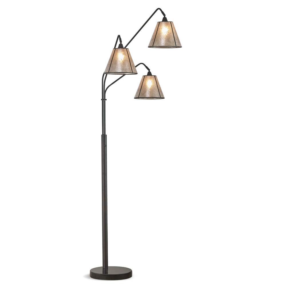 HOMEGLAM 84" Midtown 3 Light Arch Floor Lamp (Dard Brozne/Mica Shade)