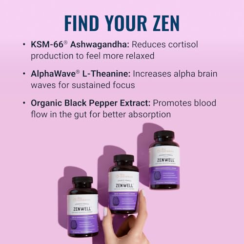Live Conscious KSM-66 Ashwagandha Supplement w/L Theanine & AlphaWave - ZenWell Everyday Stress Relief, Cognitive, Brain Health - Ashwagandha for Men & Women - 60 Capsules