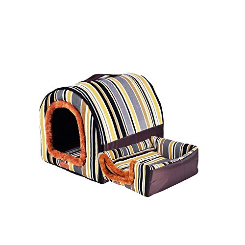 Lit pour animaux de compagnie pliable et lavable jaune taille M