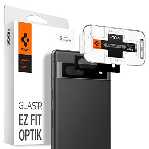 Spigen Glas.tR EZ Fit Optik Tempered Glass Camera Lens Protector Guard for Google Pixel 7a (Black) – 2 Pack