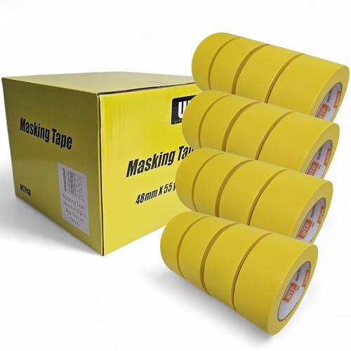 WTP TOOLS MTP48-16 Automotive Industry Masking Tape for Painting and Refinishing, Yellow Color, 2