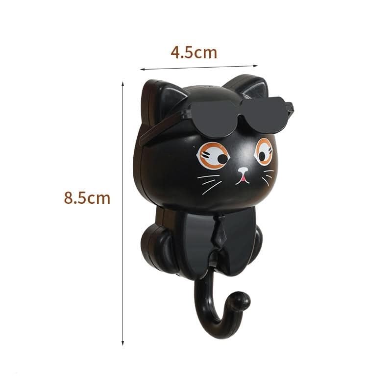 Image of Cute Black Cat Wall Hook with Sunglasses - Decorative Adhesive Key Holder for Wall - No-Drill Heavy Duty Utility Hook for Kitchen, Bathroom, & Closet - Fun inchPeek-a-Boo inch Interactive Home Decor (1 Pack)