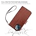 Bocasal for iPhone 12/12 Pro Wallet Case Compatible with MagSafe Wireless Charging, RFID Blocking Magnetic Leather Case with Card Slots Holder Kickstand Detachable Wrist Strap 6.1 Inch (Brown)