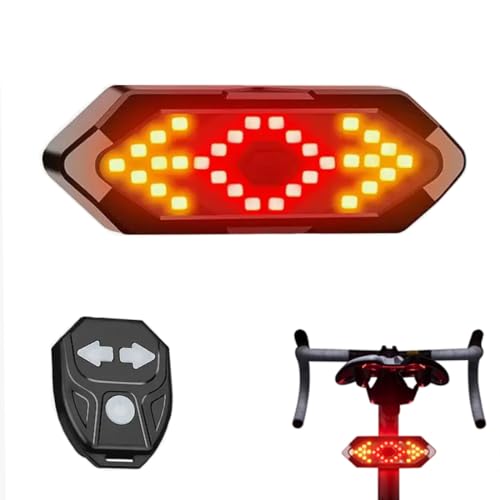Lanterna Sinalizadora Traseira Bike Bicicleta com Seta e Controle Remoto 32 Leds Recarregável USB -