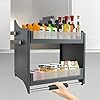 LOYALHEARTDY Pull Down Shelf, 22 Inch Convenient Upper Kitchen Wall Cabinet Storage Organizer with Visual Guardrail 2-Tier Mounted Wall Cabinet Pull-Down Shelving System for Kitchen
