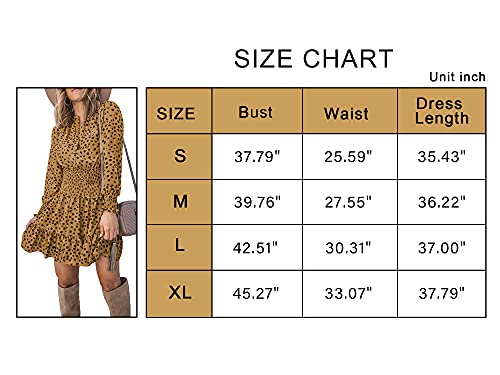 Prettygarden Women's Long Sleeve Summer Casual Boho Button Down Elastic Waist Mini Short Shirt Dress (Yellow,Large) #TOP5