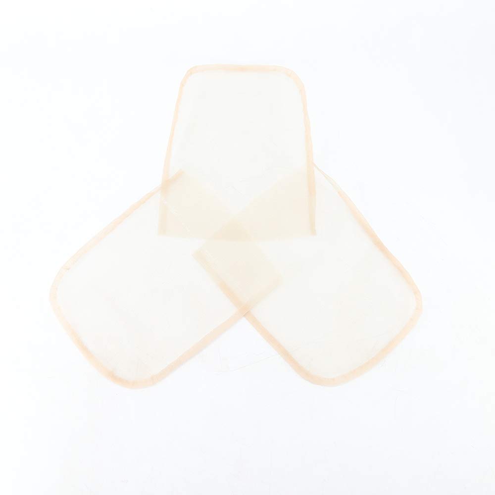 3x Transparentes Spitzennetz 12,7x12,7 Cm – Robustes Perückengrundiergewebe In Meidumbraun