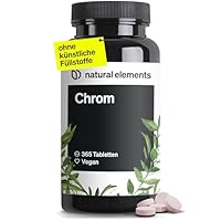 natural elements Chrom aus Chromium Picolinate – hochdosierte 200 mcg Chrom pro Tablette – 365 Tabletten – vegan, ohne unnötige Zusätze – in Deutschland produziert & laborgeprüft