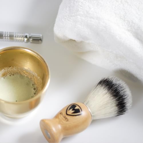 MAGNET Magnetic Shaving Brush for Face and Beard, Wood Handle with a Metal Plate for hanging dry upside down, a Brush Stand Free - Image 3
