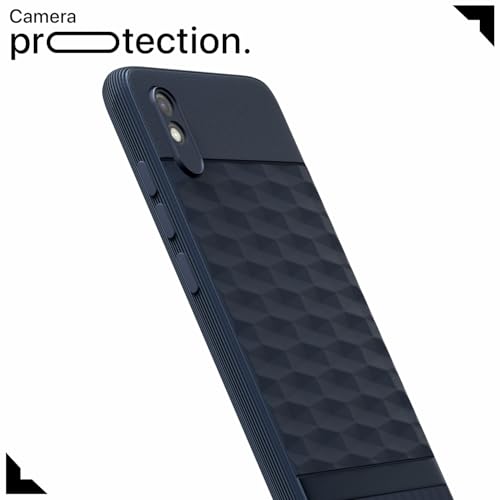 Image of Pikkme Back Cover for Redmi 9A / 9i / 9A Sport Camera Protection 3D Hexa Cube Design Silicone Protective Bumper Case (Blue)