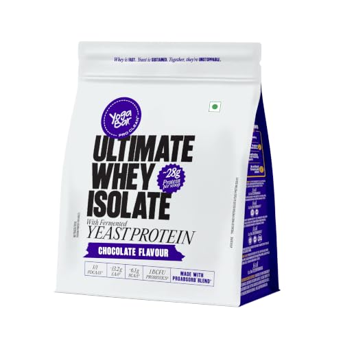 Image of Yogabar Ultimate Whey Protein Powder (Chocolate) | 28g Complete Protein with Whey Protein Isolate + Fermented Yeast Protein | Added Probiotics & Digestive Enzymes | High Absorption | 500g