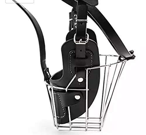 Munchos Iron Cage Style Dog Basket Wire Muzzle with Adjustable Leather Strap (Medium) 4