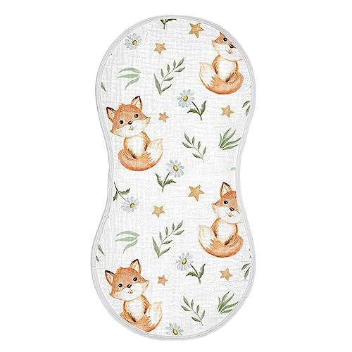 Kigai Baby Burp Cloths 1 Pack- Fox Baby Cartoon Super Absorbent and Soft Burping Rags - Cotton Burp Clothes Set for Boys and Girls