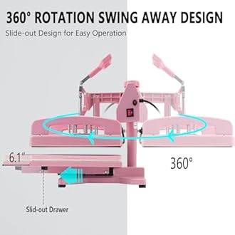 Leomru 5 in 1 Heat Press Machine 12x15 Inch, Heat Press Machine for T Shirts Hat Cap Mug Plate 360° Swing Away, Sublimation Heat Press Heat Transfer Machine W/ 30OZ Tumbler Press Pink