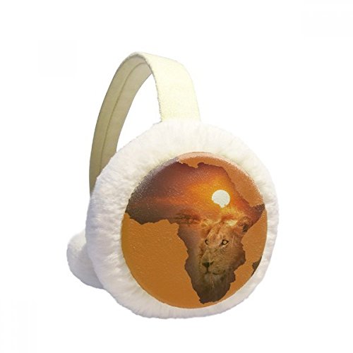 Orejeras de invierno de felpa para paseos al aire libre con diseño de mapa africano de León Pradera