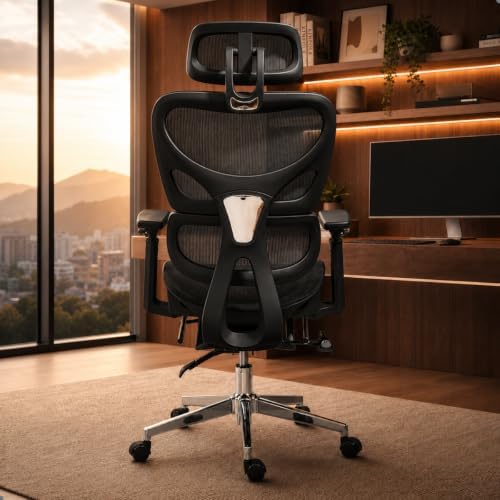 Cadeira de Escritório Ergonômica Capri, Malha Respirável, Suporte...