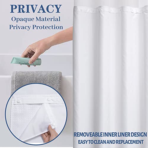 KONZENT Snap-in Shower Curtain Liner Replacement Removable Liner 53" W x 54" H (Fit for 54" W x 74" H Shower Curtain) (White, 1 Pack) by KONZENT - Image 5