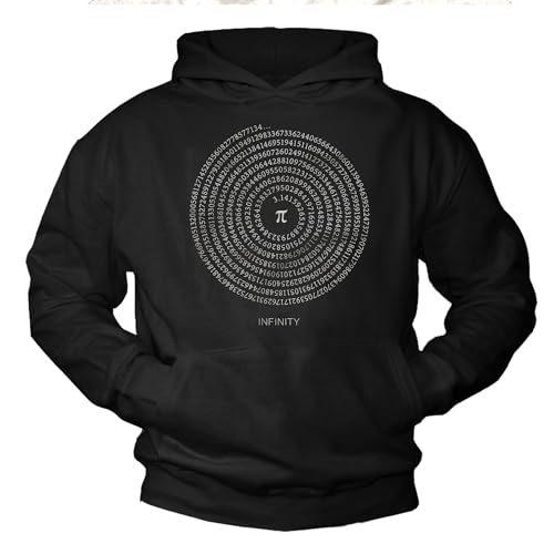 MAKAYA Felpa con Cappuccio Uomo Numero Pi Greco Hoodie Regalo Matematica Nerd Geek Studenti Insegnanti Cotone Casual IT Nero M