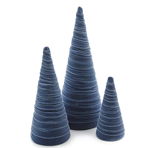 Image of Your Heart's Content Slate Blue Velvet Trees Set of 3 (Slate Blue)